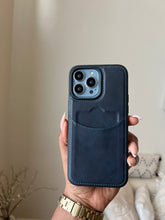 Load image into Gallery viewer, Leather card slot case( Dark Navy BLUE)