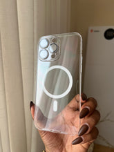 Load image into Gallery viewer, Ultra SLIM transparent MagSafe case with inbuilt lens protector