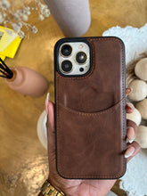 Load image into Gallery viewer, Leather card slot case (DARK BROWN) no
