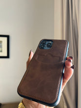 Load image into Gallery viewer, Leather card slot case (DARK BROWN) no