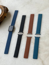 Load image into Gallery viewer, Leather magnetic straps in Black .Blue,Light blue and Brown