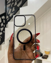 Load image into Gallery viewer, Luxury black  Transparent MagSafe phone case
