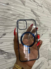 Load image into Gallery viewer, Blue  Transparent MagSafe phone case