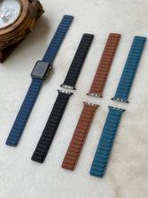 Load image into Gallery viewer, Leather magnetic straps in Black .Blue,Light blue and Brown