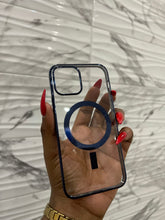 Load image into Gallery viewer, Blue  Transparent MagSafe phone case