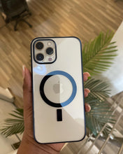 Load image into Gallery viewer, Blue  Transparent MagSafe phone case