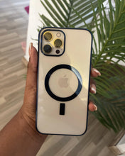 Load image into Gallery viewer, Blue  Transparent MagSafe phone case