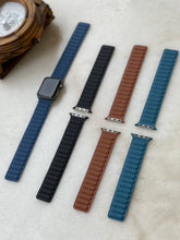 Load image into Gallery viewer, Leather magnetic straps in Black .Blue,Light blue and Brown