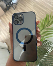Load image into Gallery viewer, Blue  Transparent MagSafe phone case