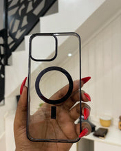 Load image into Gallery viewer, Luxury black  Transparent MagSafe phone case