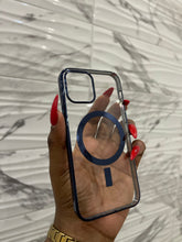 Load image into Gallery viewer, Blue  Transparent MagSafe phone case