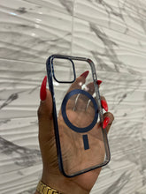 Load image into Gallery viewer, Blue  Transparent MagSafe phone case