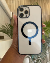 Load image into Gallery viewer, Blue  Transparent MagSafe phone case