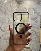 Load image into Gallery viewer, Luxury black  Transparent MagSafe phone case
