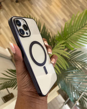 Load image into Gallery viewer, Luxury black  Transparent MagSafe phone case