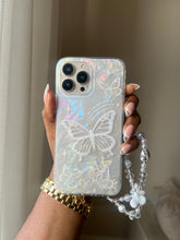 Load image into Gallery viewer, Holographic translucent butterfly case (can be bought with or without the charm holder)
