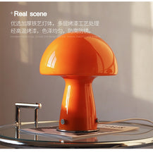 Load image into Gallery viewer, Orange Glass Mushroom Table Lamp
