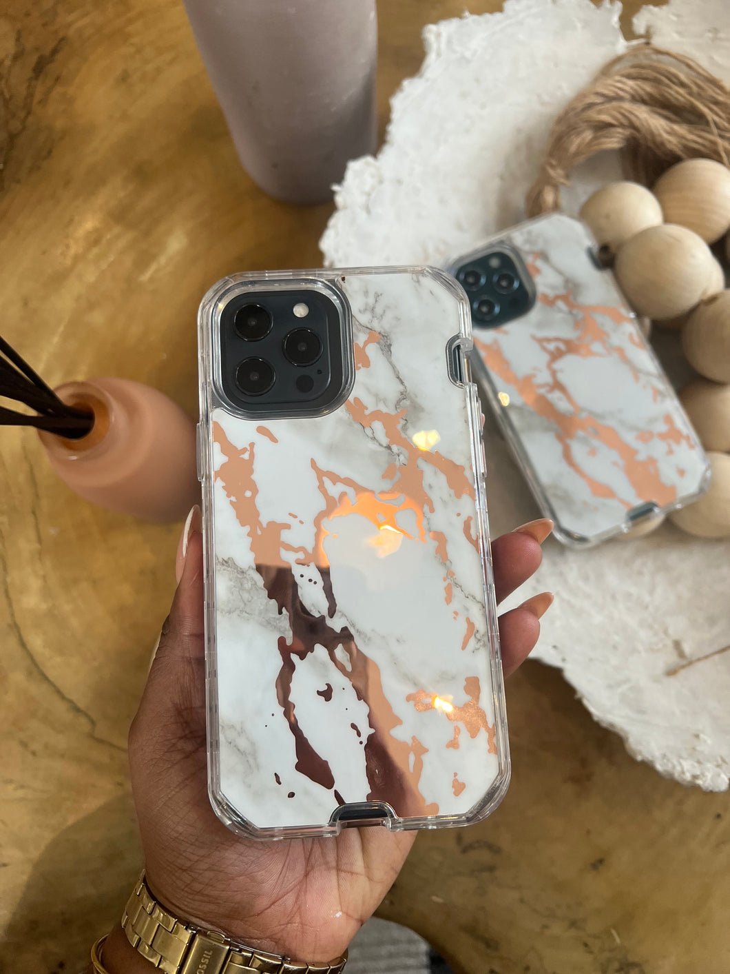 White and gold Marble with 2 in 1 SHOCKPROOF CASE