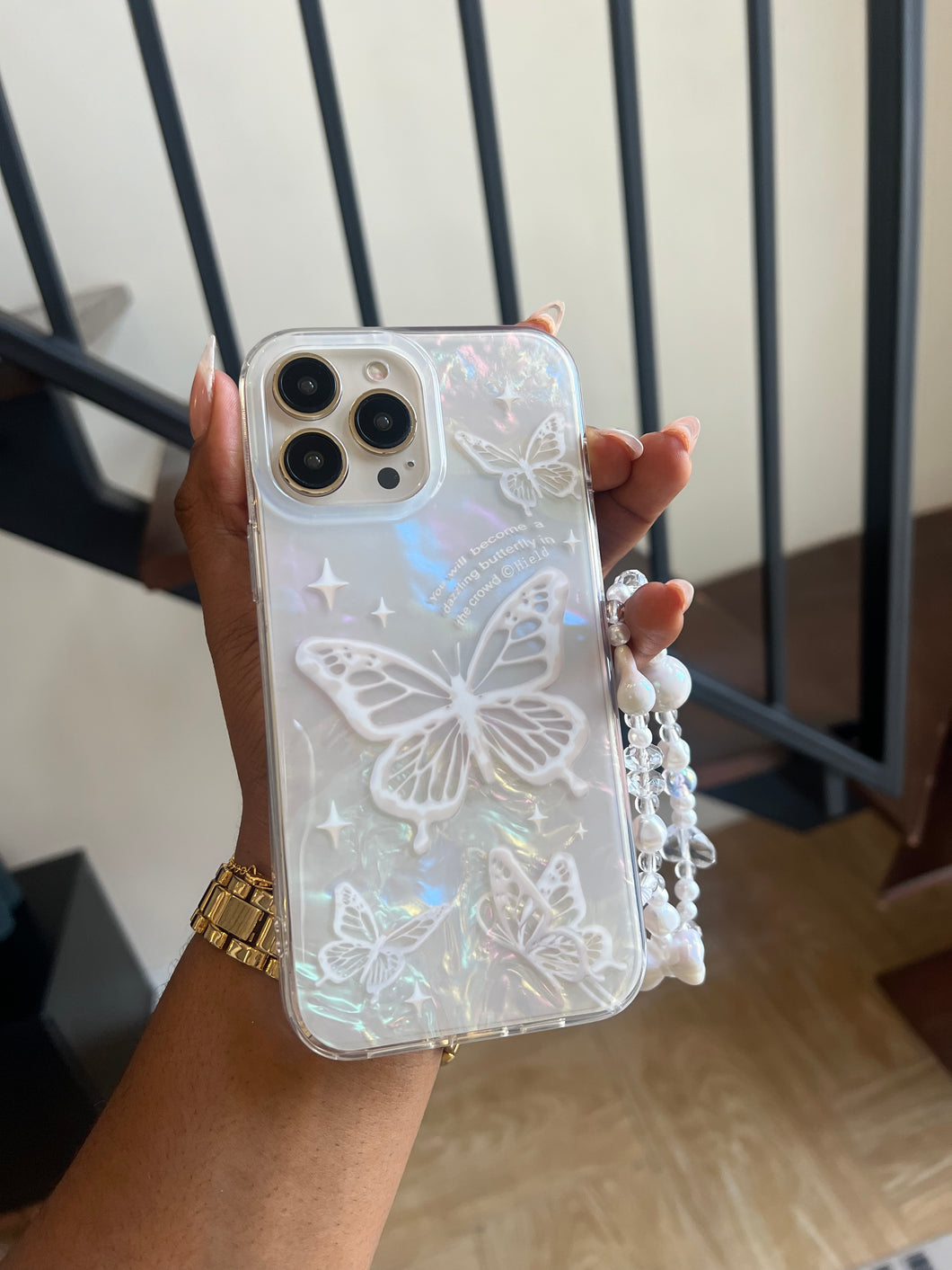 Holographic translucent butterfly case (can be bought with or without the charm holder)