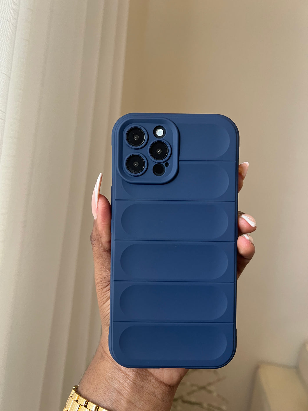 Navy blue Soft 3D Stripe case ma