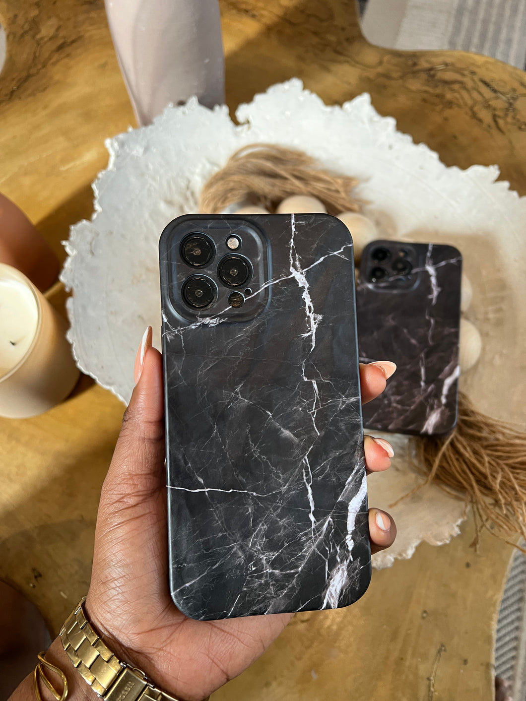 Textured Black marble protective case he