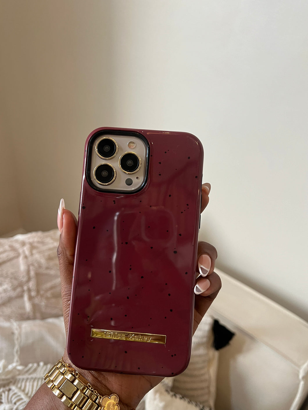 Luxury Shockproof maroon phonecase only (The popsocket and charm are sold separately kindly pick Preferred combo)