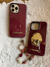 Load image into Gallery viewer, Luxury Shockproof maroon phonecase only (The popsocket and charm are sold separately kindly pick Preferred combo)
