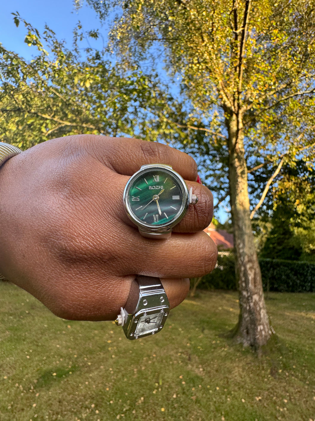 Premium Sliver Timepiece Rings (Green)