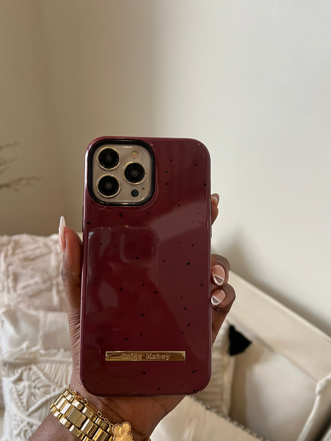 Luxury Shockproof maroon phonecase only (The popsocket and charm are sold separately kindly pick Preferred combo)
