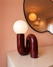 Load image into Gallery viewer, Burgundy Loop Table Lamp
