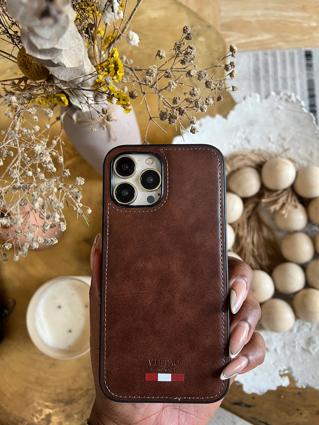 LUXURY LEATHER PHONECASE (BROWN)