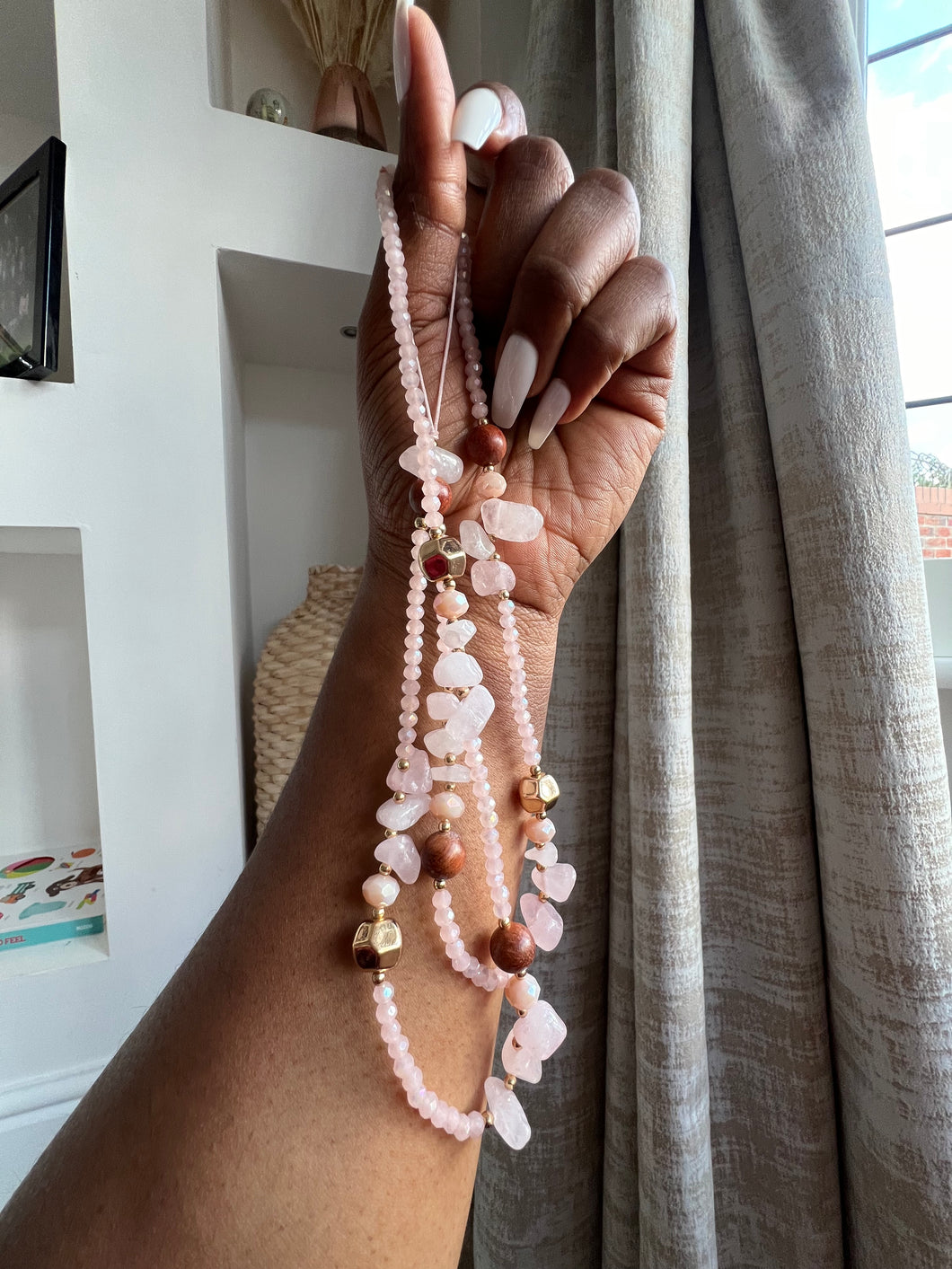 Gorgeous Long beaded Charms (sand pink )