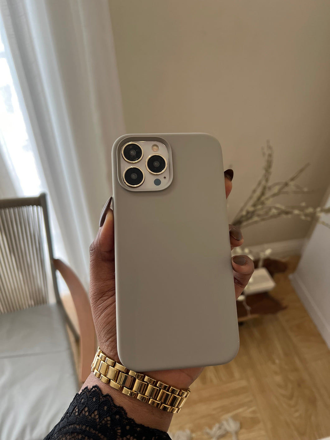 Beige Premium silicone Phone case.