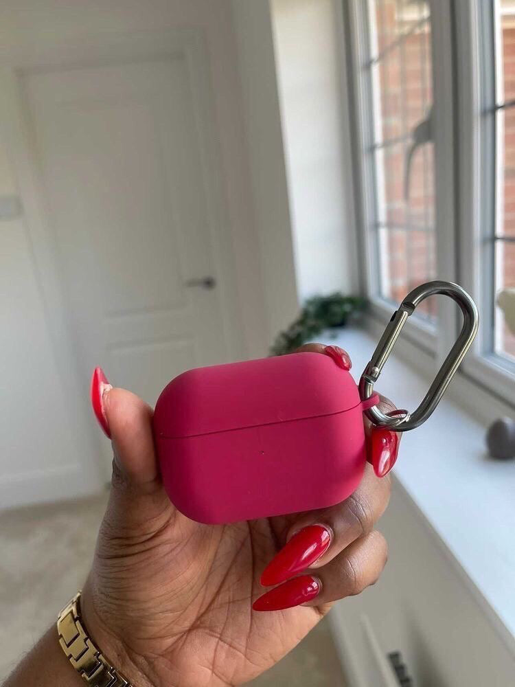 Premium red pink silicon AirPods case