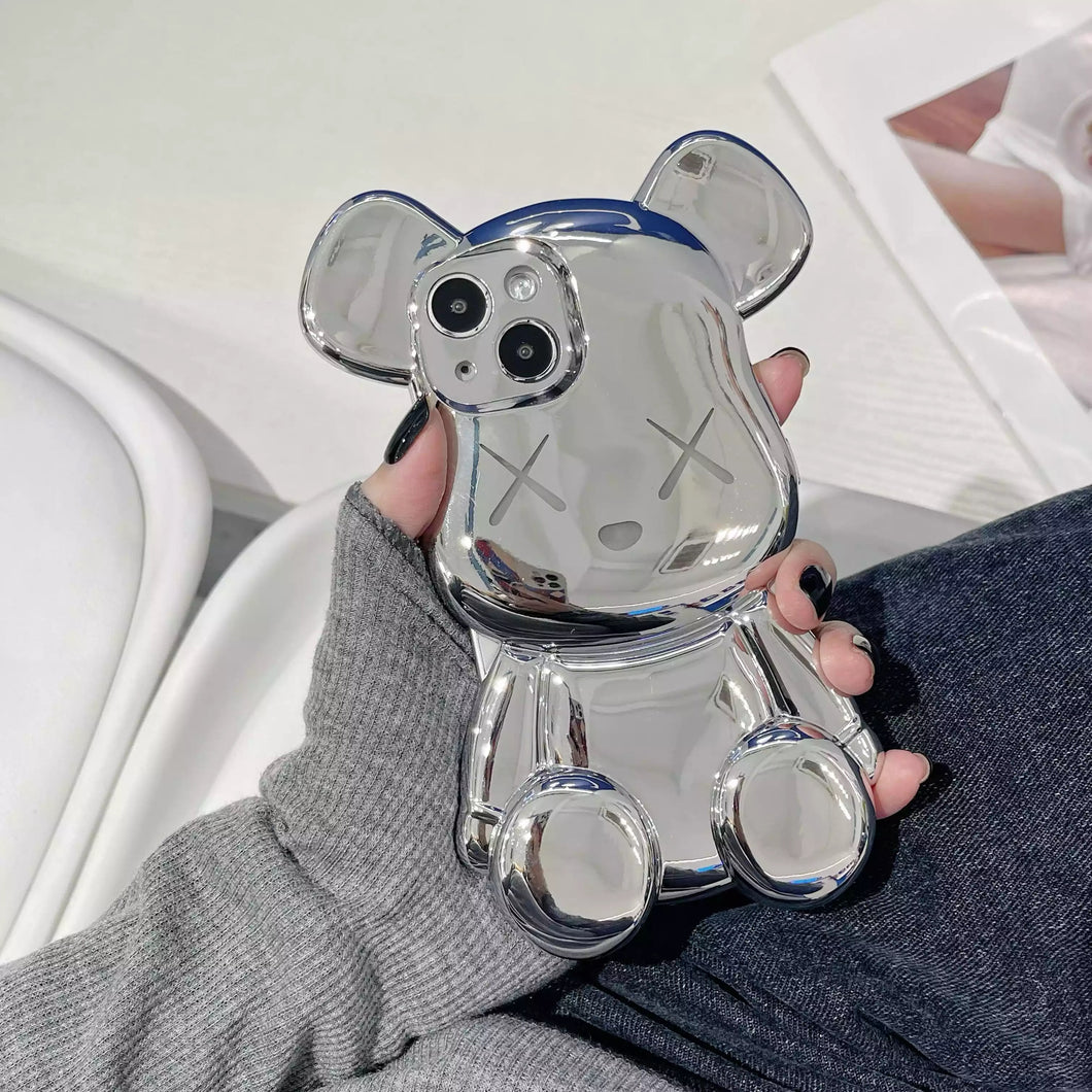 Luxury Silver Kaws silicone phone case