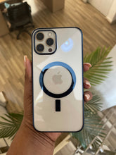 Load image into Gallery viewer, Blue  Transparent MagSafe phone case
