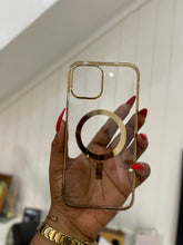 Load image into Gallery viewer, Luxury Gold  Transparent MagSafe phone case
