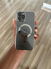 Load image into Gallery viewer, Luxury silver Transparent MagSafe phone case
