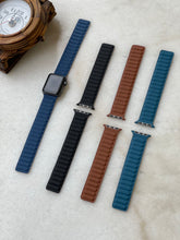 Load image into Gallery viewer, Leather magnetic straps in Black .Blue,Light blue and Brown
