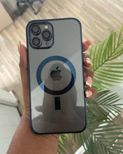 Load image into Gallery viewer, Blue  Transparent MagSafe phone case
