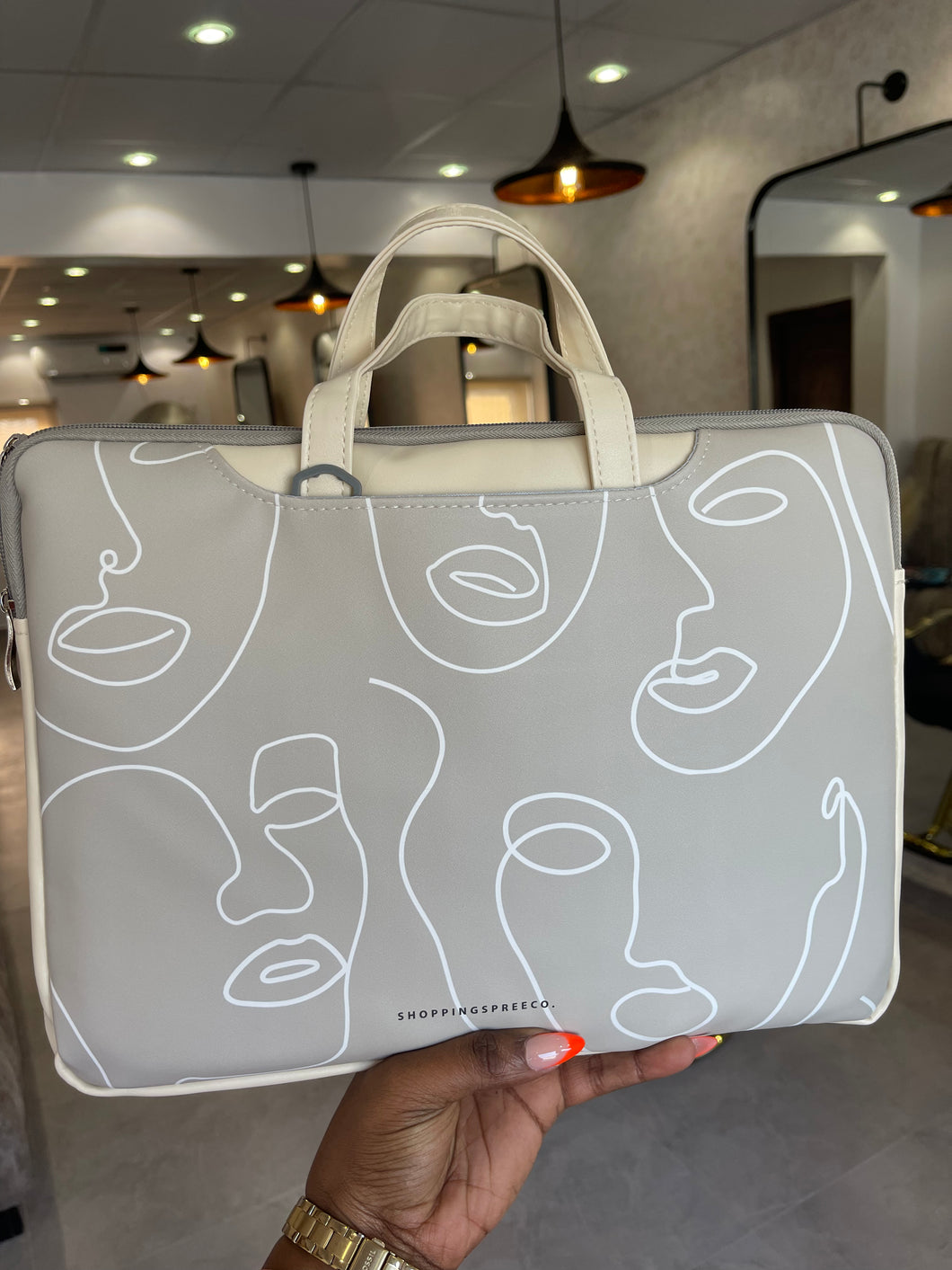 Signature Beige minimalist art Laptop bag