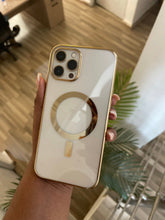 Load image into Gallery viewer, Luxury Gold  Transparent MagSafe phone case
