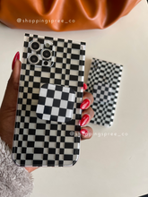 Load image into Gallery viewer, Transparent rectangular checkers popsocket case
