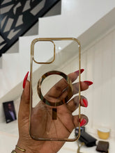 Load image into Gallery viewer, Luxury Gold  Transparent MagSafe phone case
