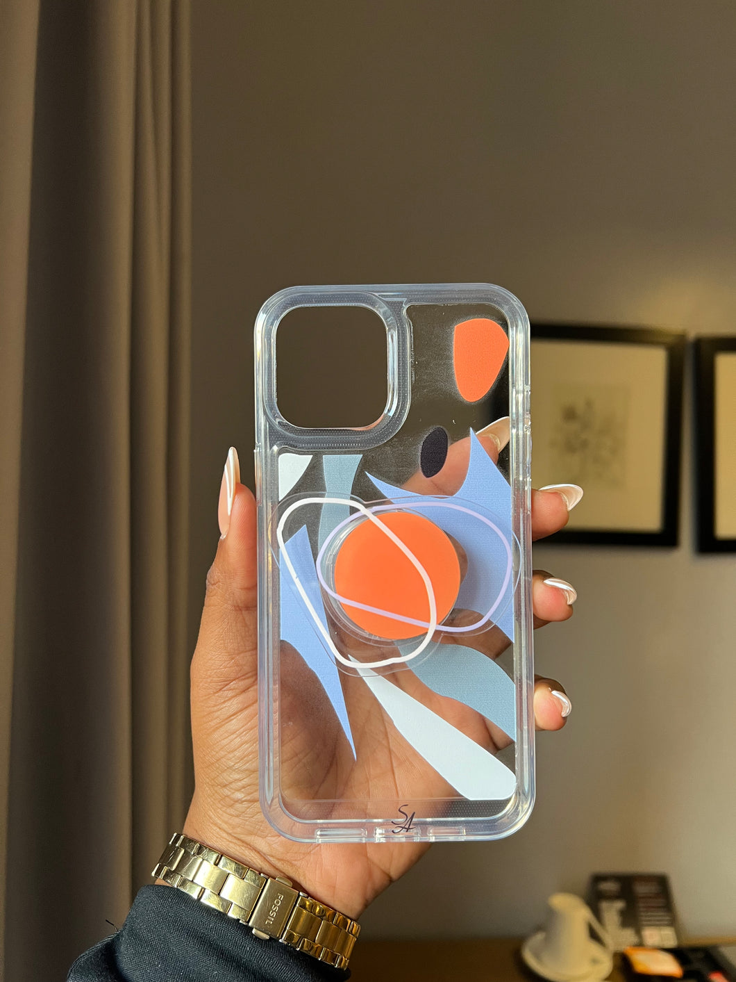 Transparent abstract popsocket case