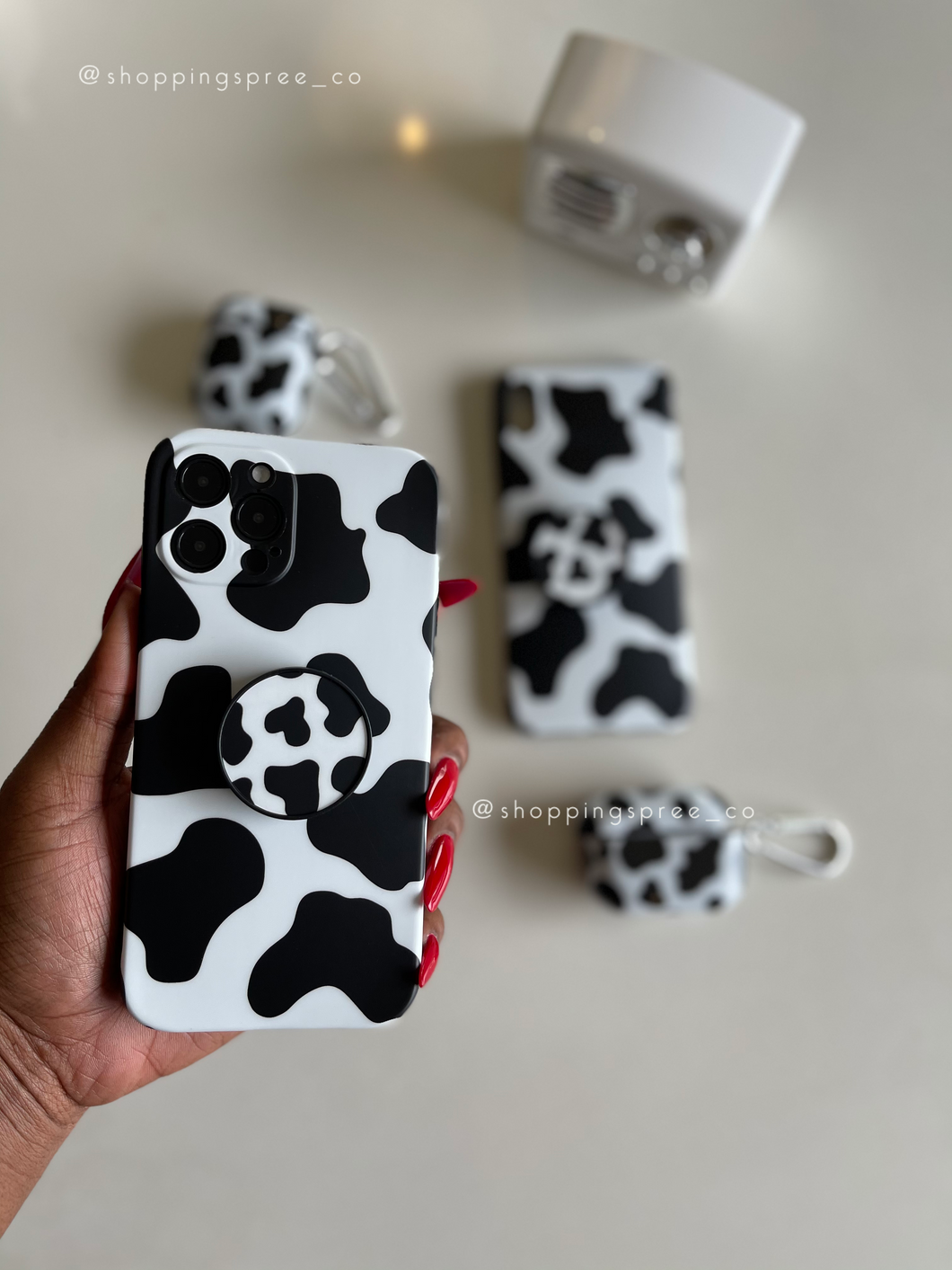 Cow print popsocket case