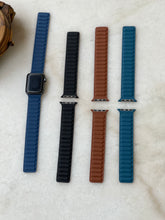 Load image into Gallery viewer, Leather magnetic straps in Black .Blue,Light blue and Brown
