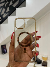 Load image into Gallery viewer, Luxury Gold  Transparent MagSafe phone case
