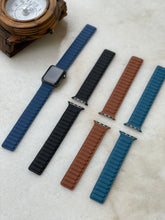 Load image into Gallery viewer, Leather magnetic straps in Black .Blue,Light blue and Brown
