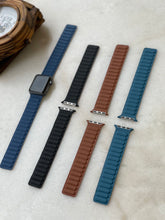 Load image into Gallery viewer, Leather magnetic straps in Black .Blue,Light blue and Brown
